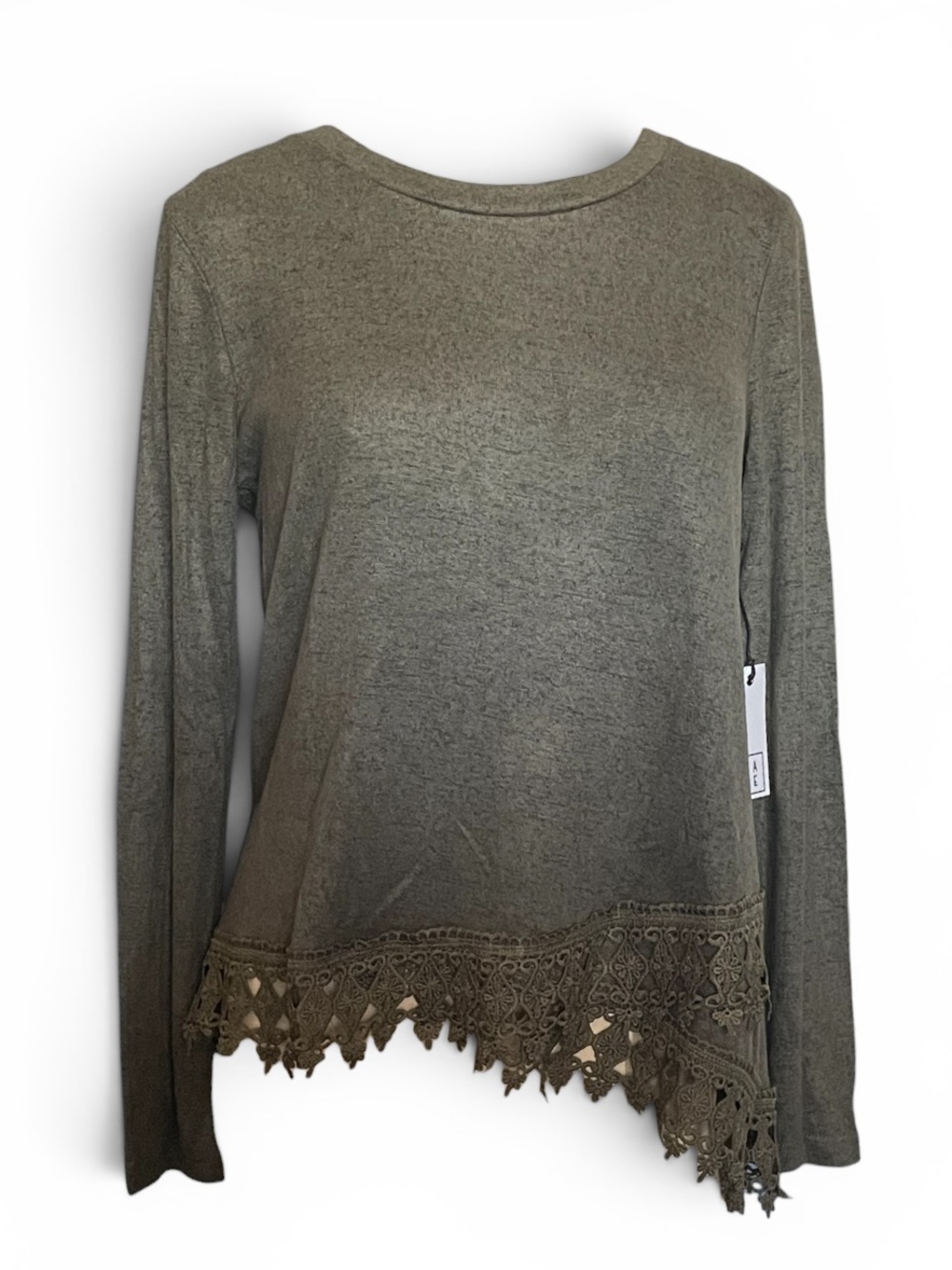 Have Olive Lace-Trim Long Sleeve Top